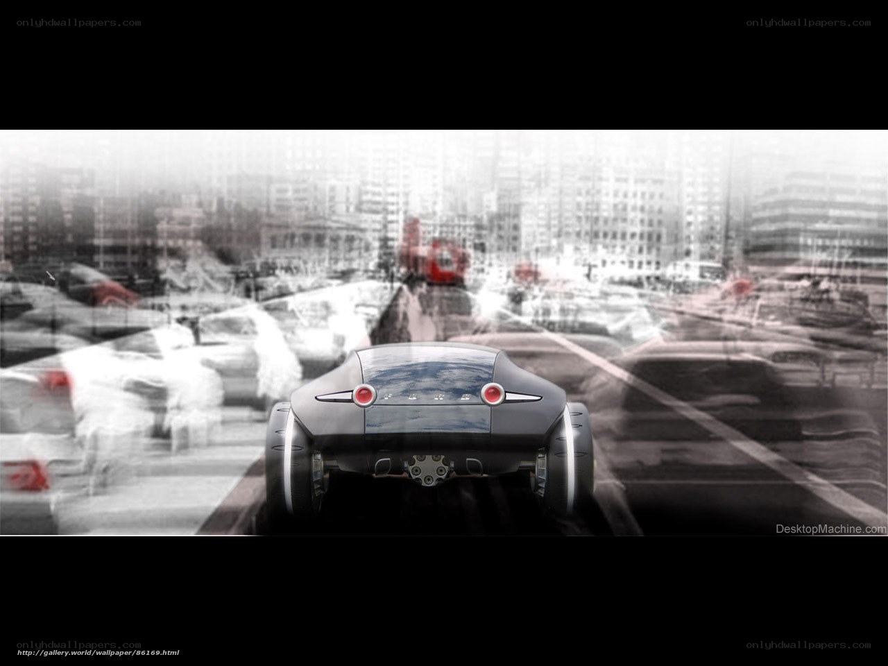 futuristic car in city