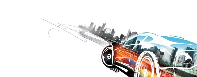 futuristic car in cityscape