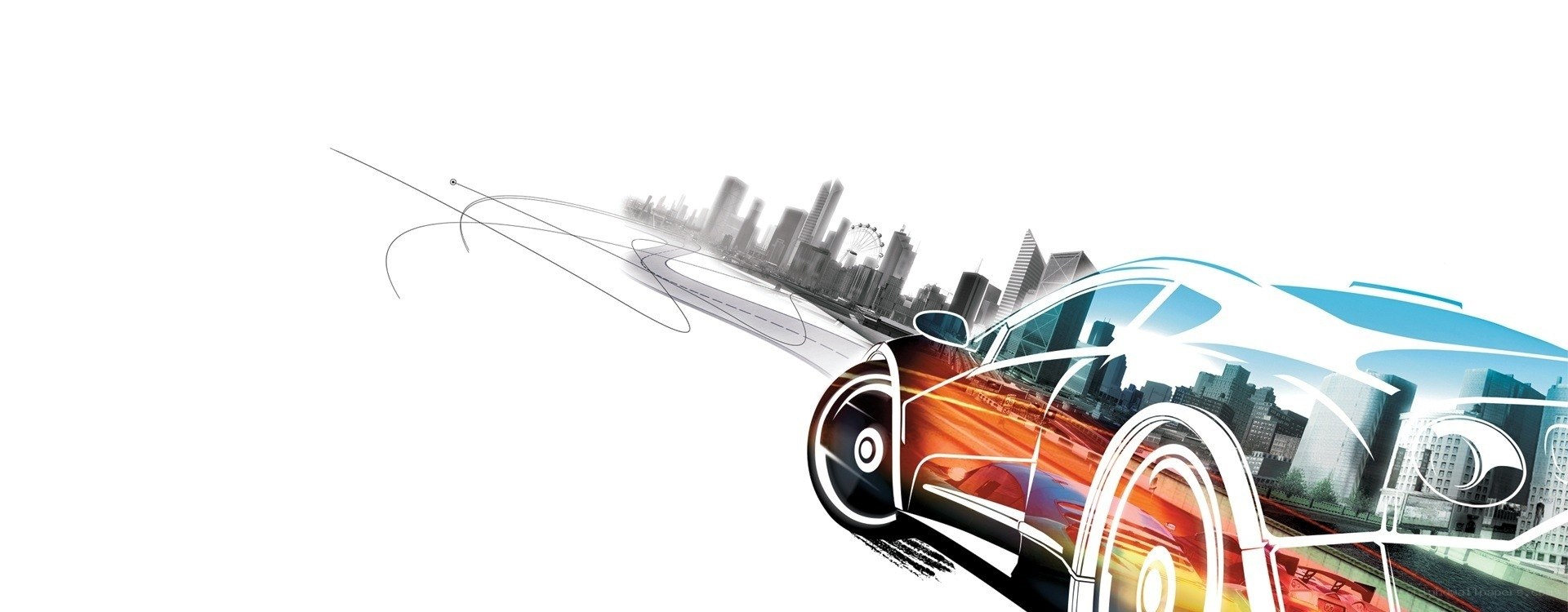 futuristic car in cityscape
