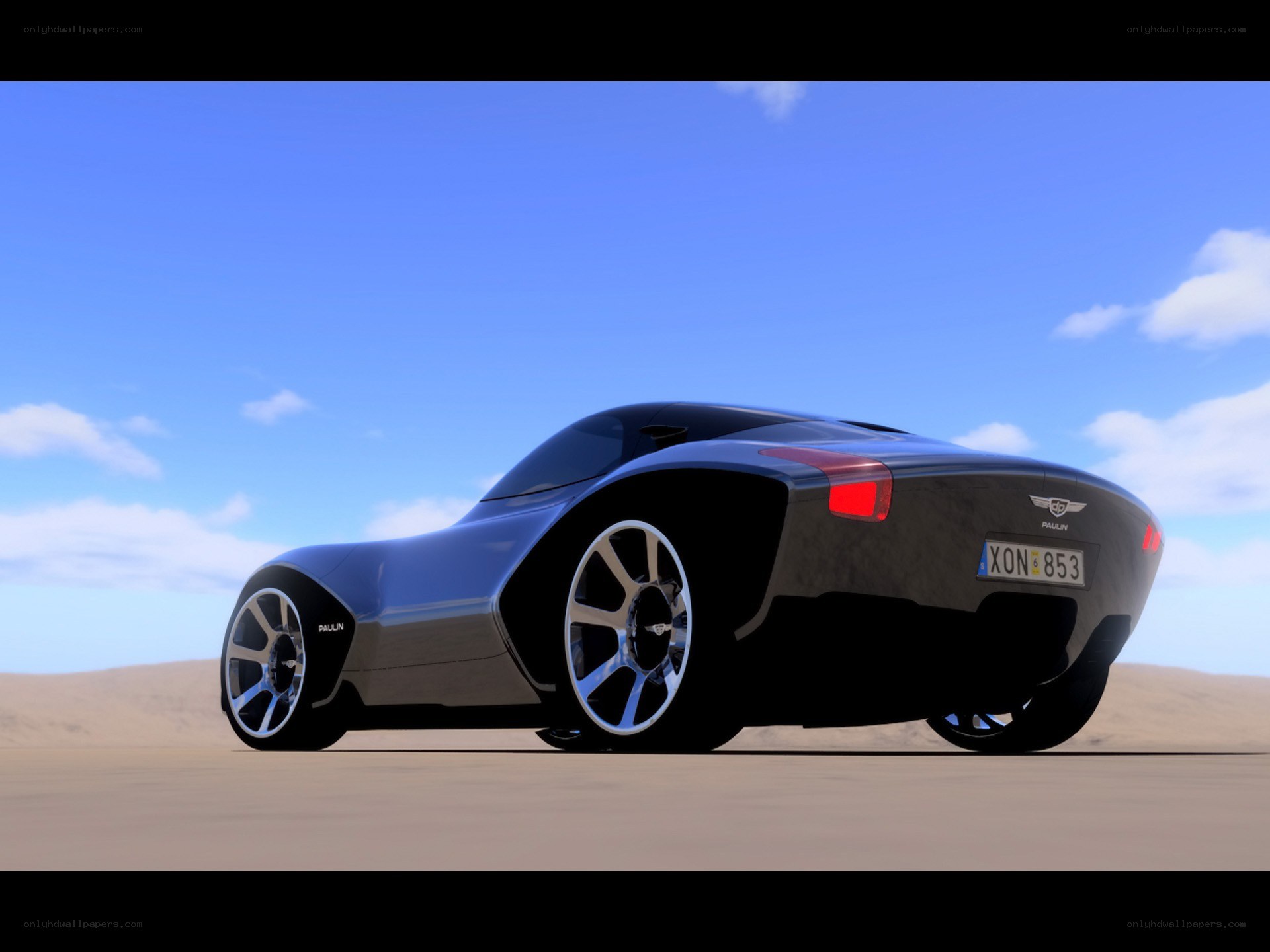 futuristic car in desert