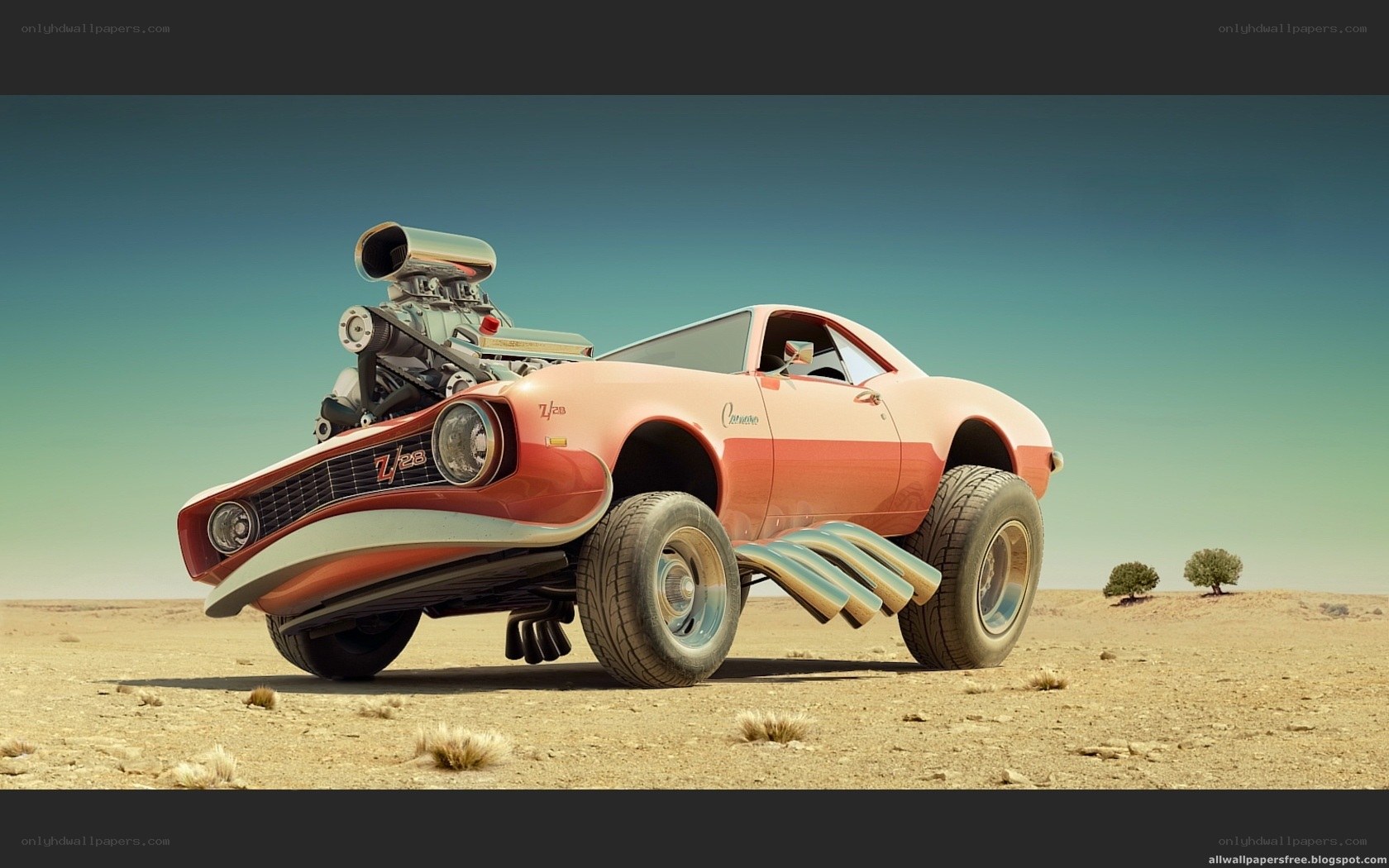 futuristic car in desert