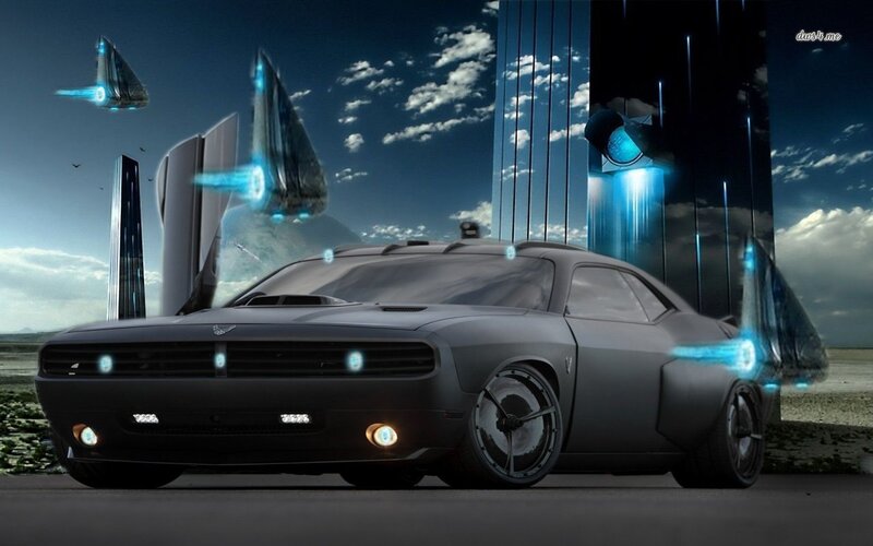 Futuristic Car in Desert — Gray