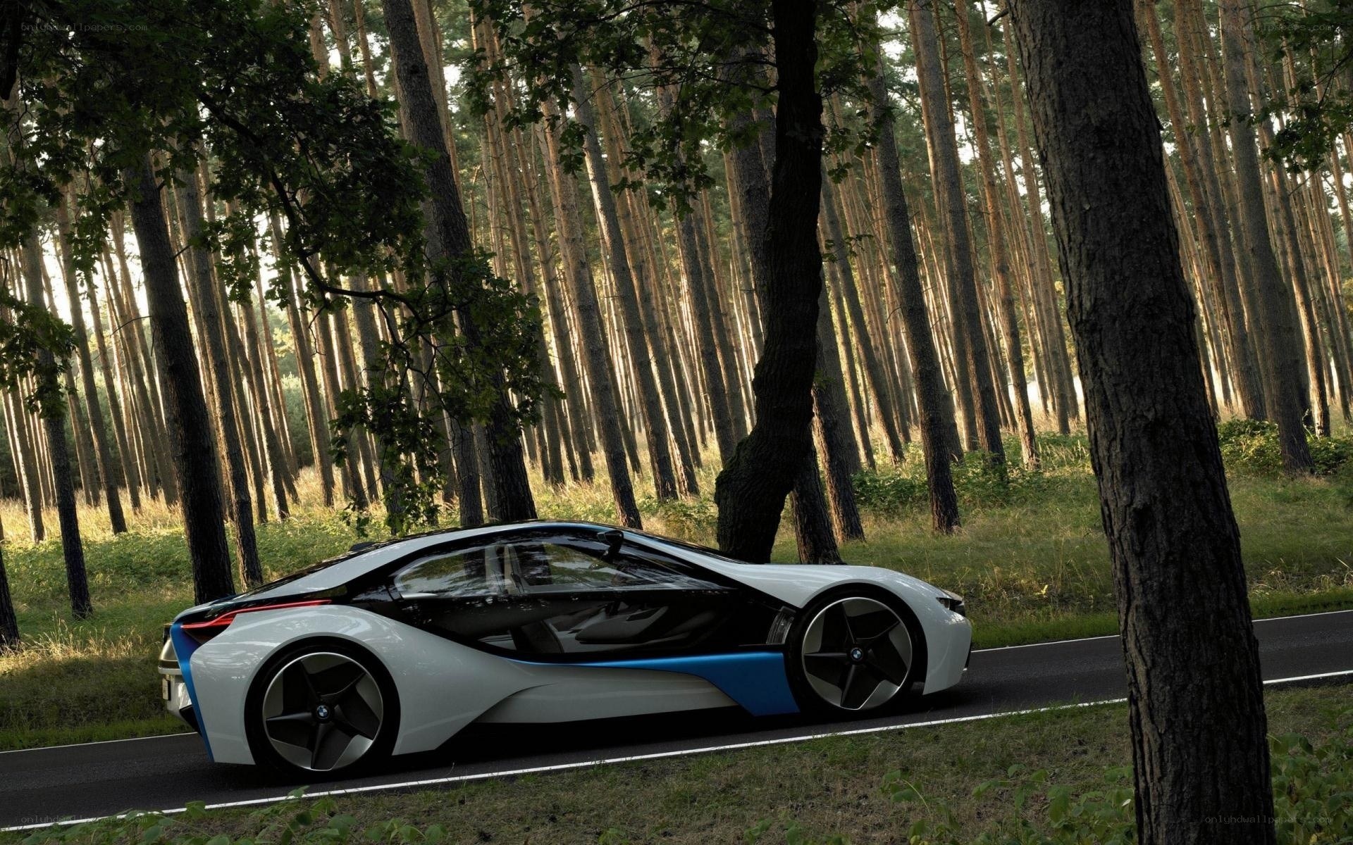 Futuristic car in forest