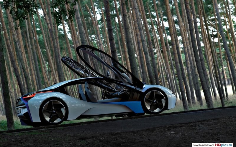 Futuristic Car in Forest — White