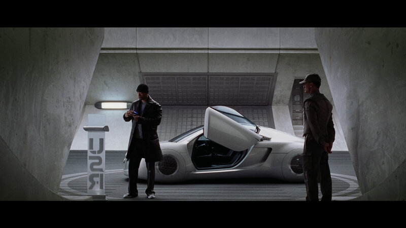 futuristic car in garage