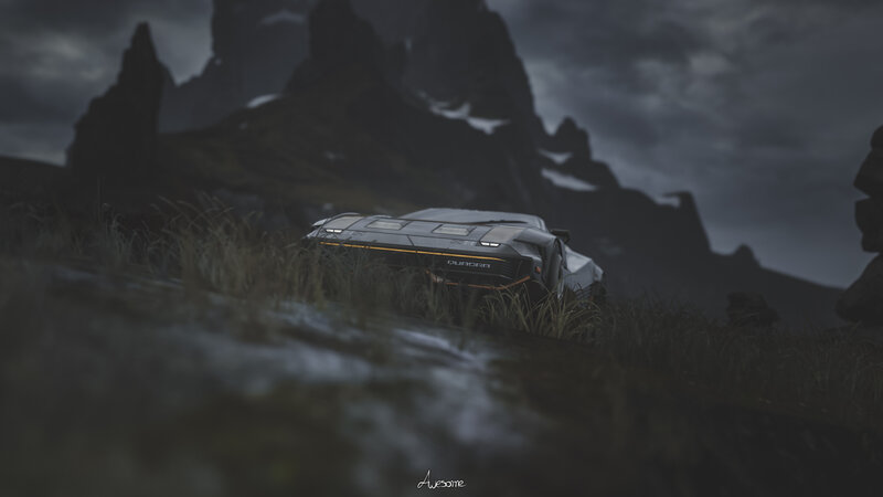 Futuristic Car in Grass