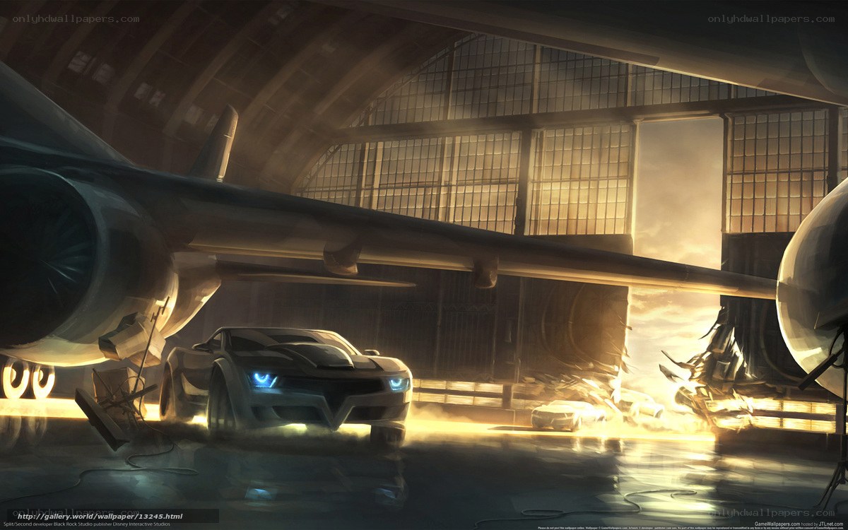 Futuristic car in hangar