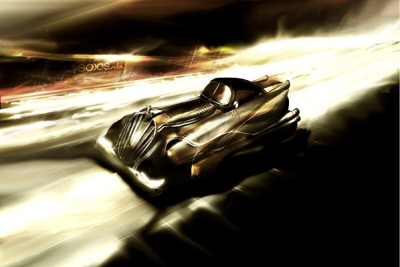 Futuristic Car in Motion — Black