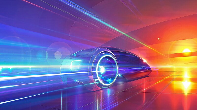 Futuristic Car in Motion — Blue, Dynamic