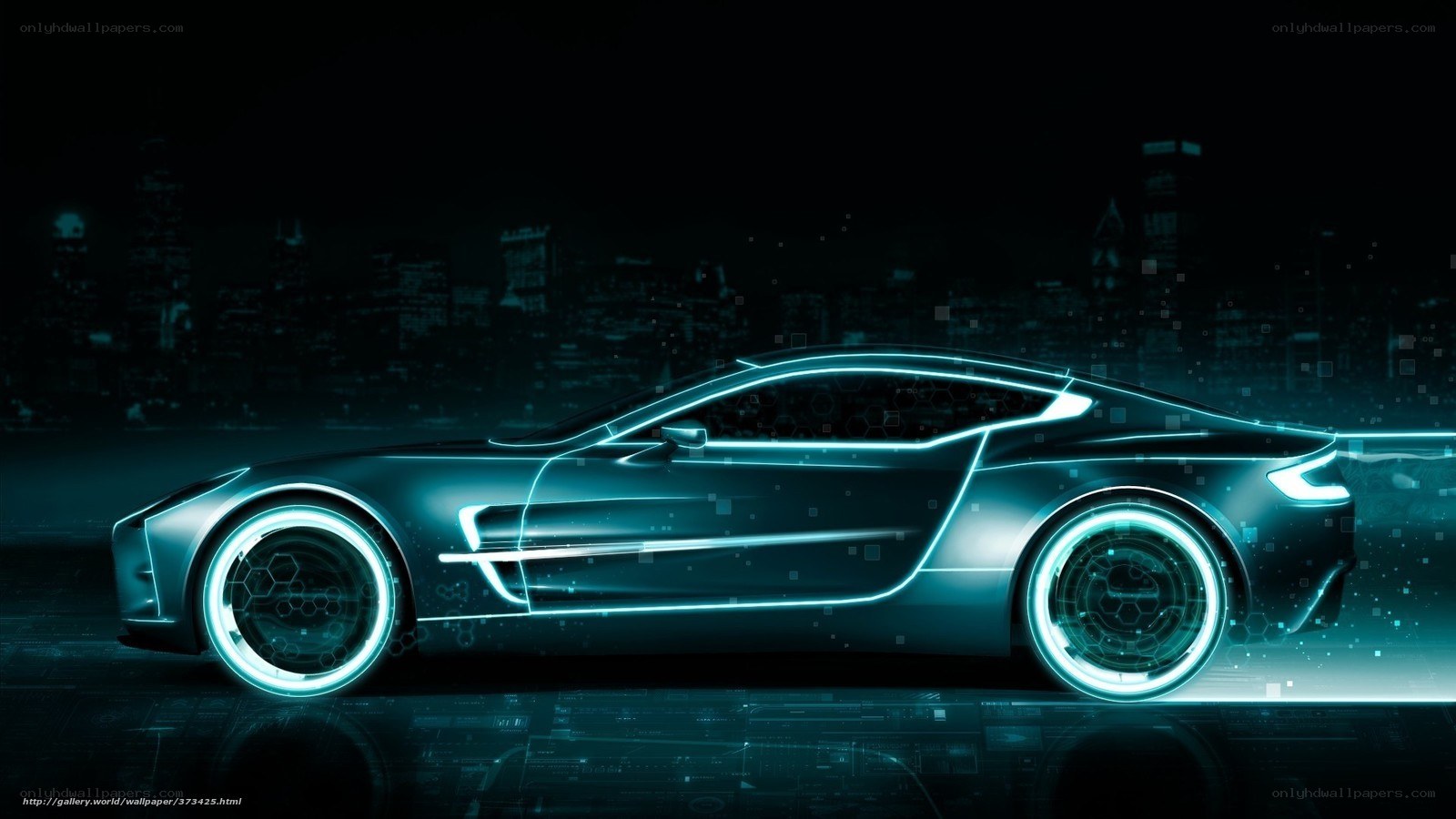 futuristic car in neon light