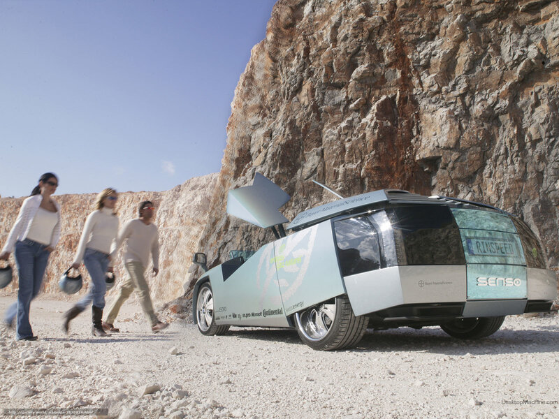 futuristic car in quarry