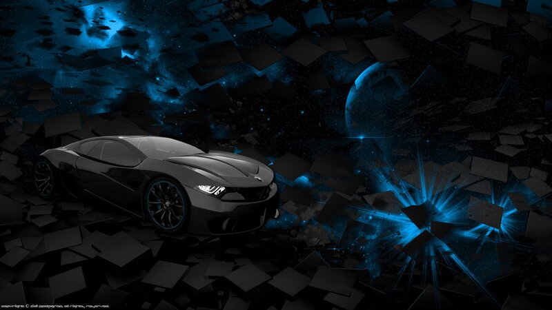 futuristic car in shattered space