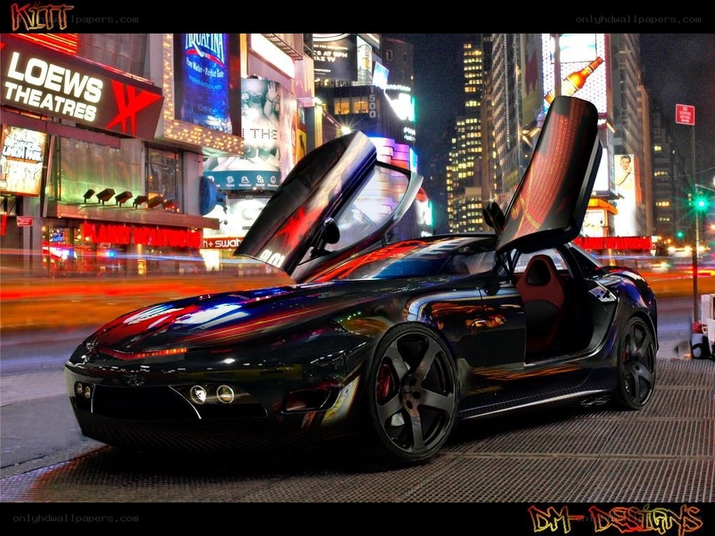 futuristic car in times square