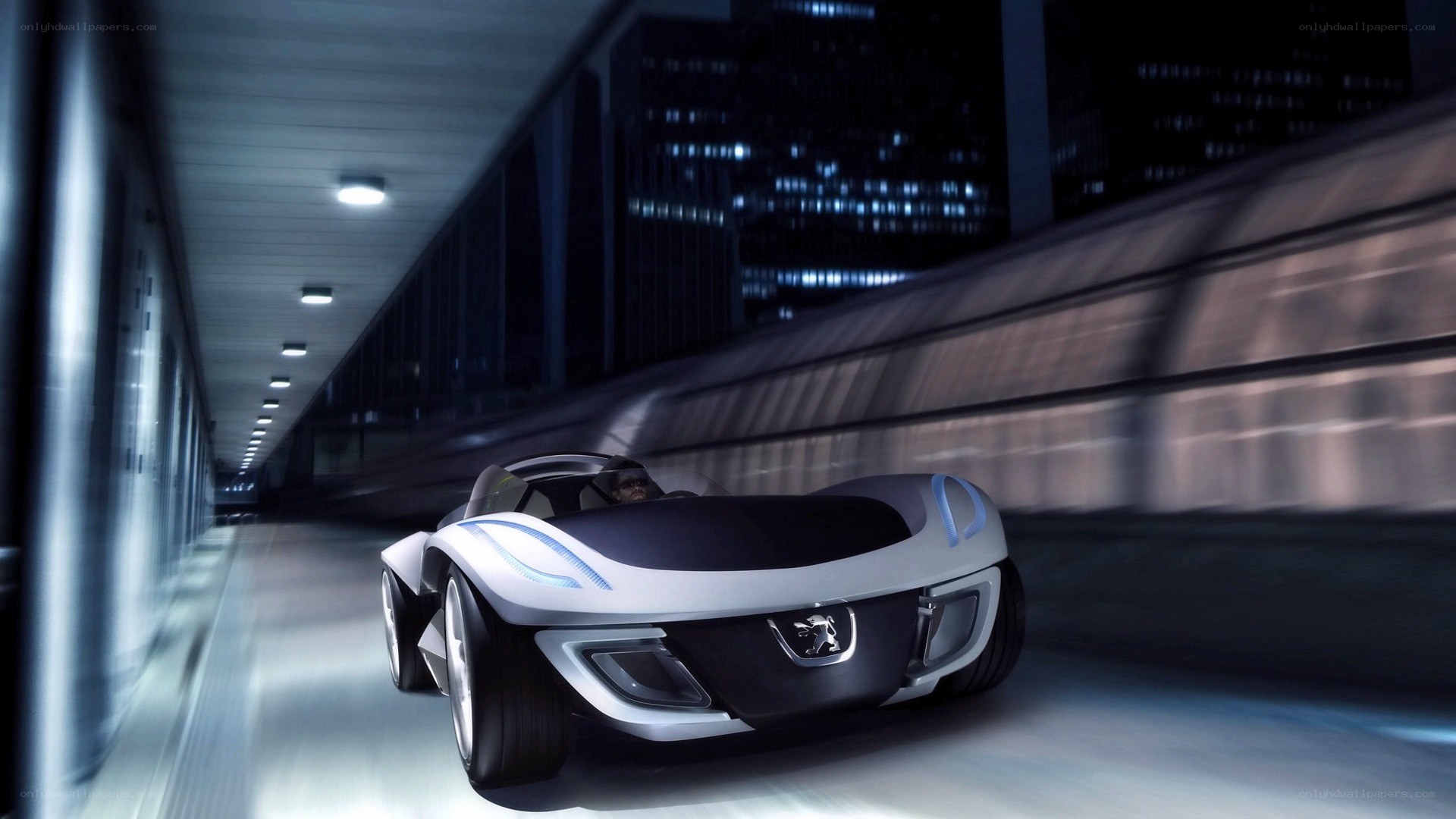 futuristic car in tunnel
