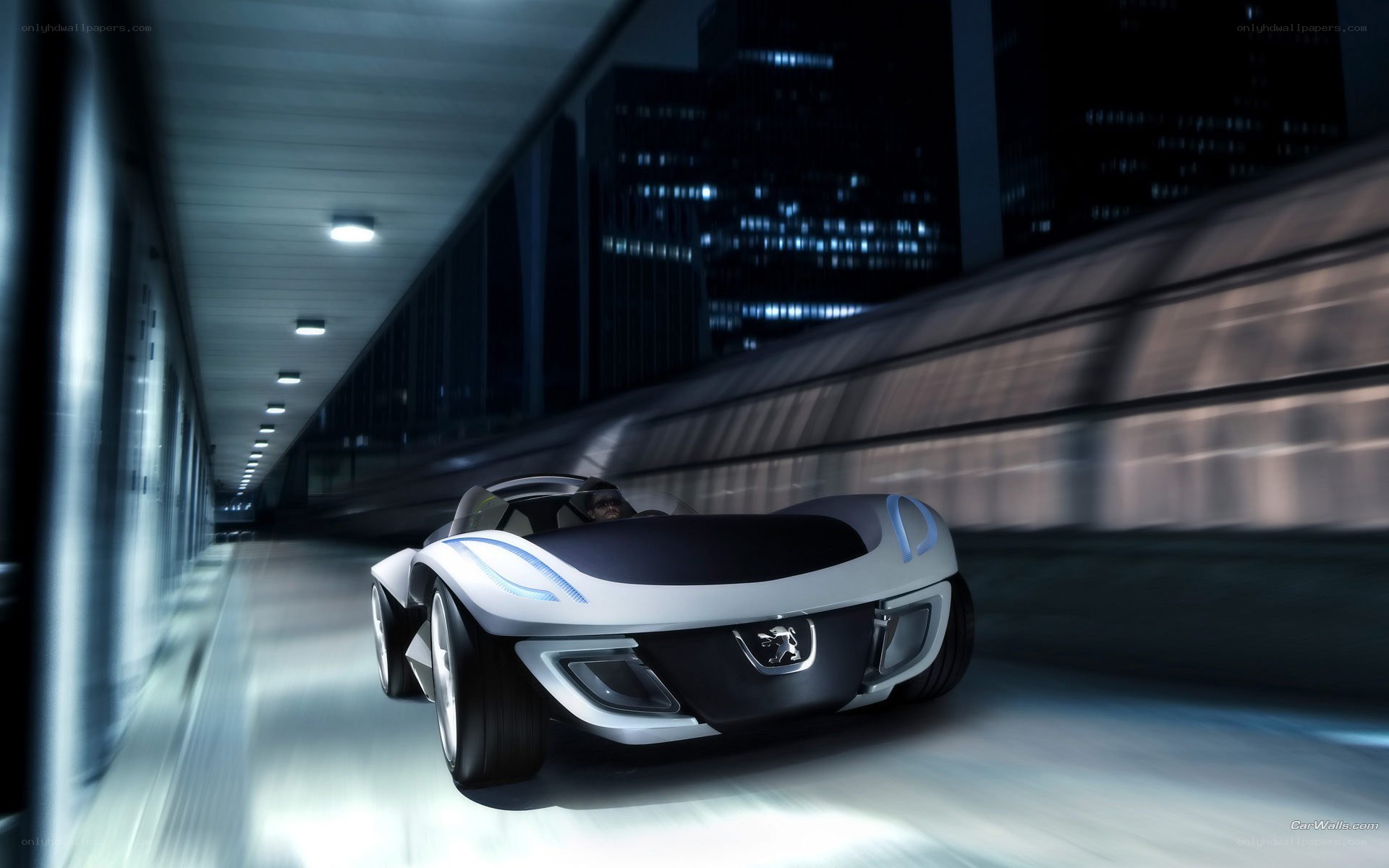 futuristic car in tunnel