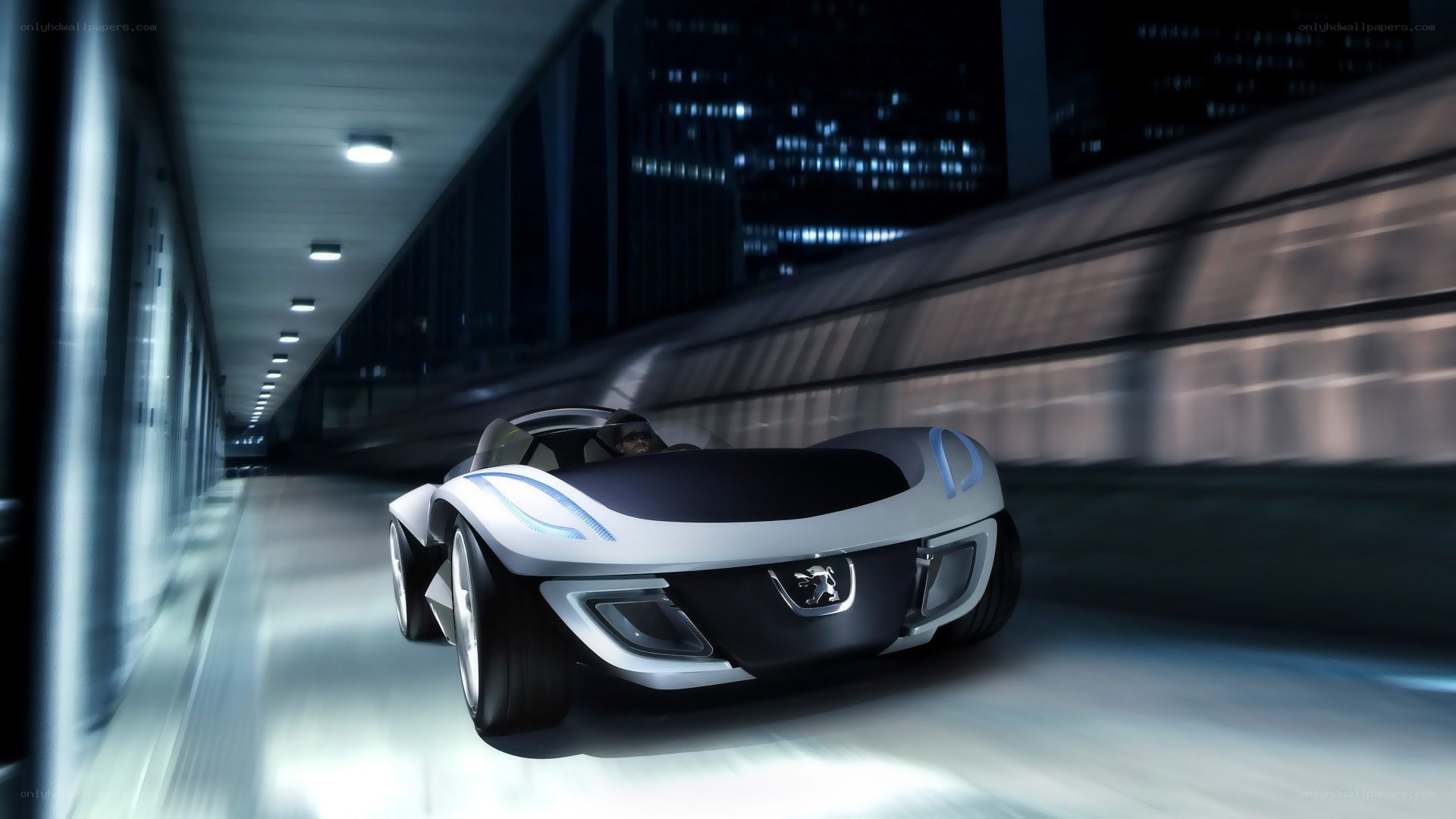 futuristic car in tunnel