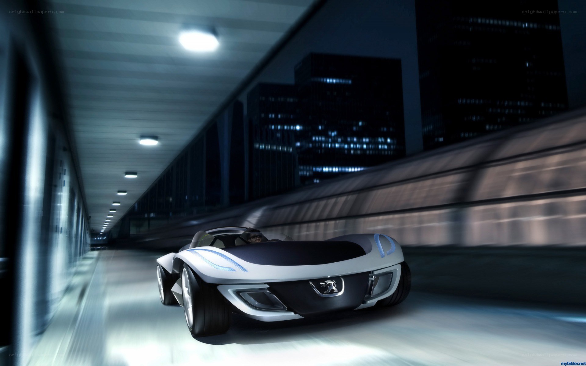 futuristic car in tunnel