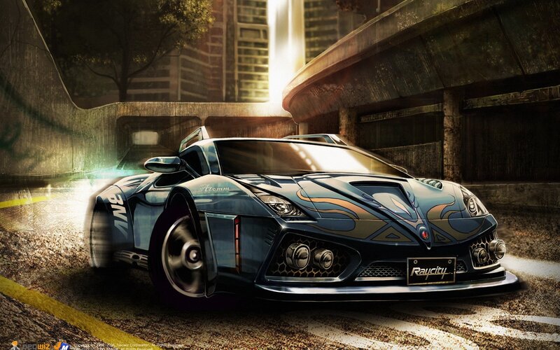 futuristic car in urban setting