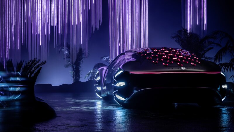 Futuristic Car in Water — Purple