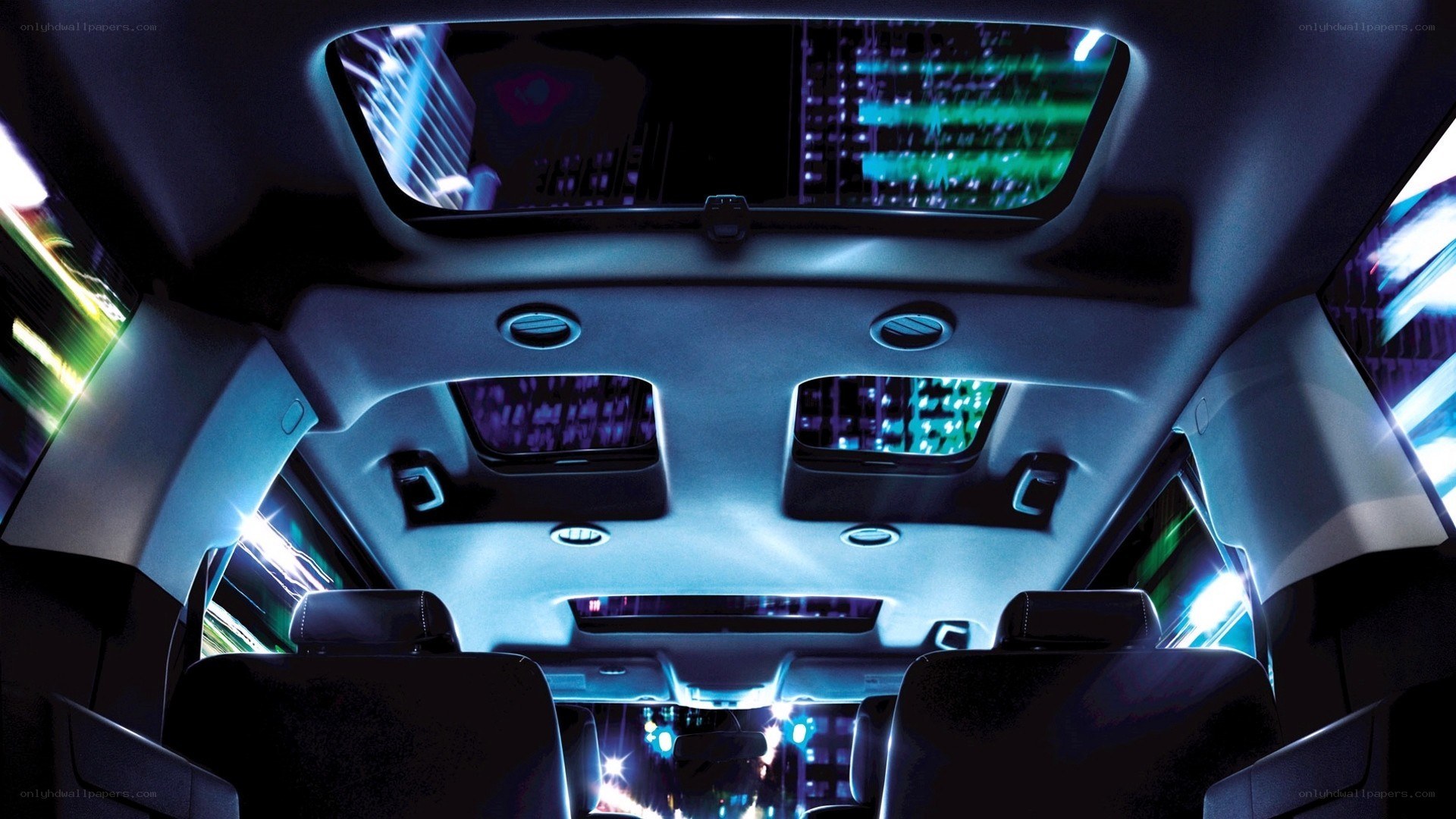 futuristic car interior at night