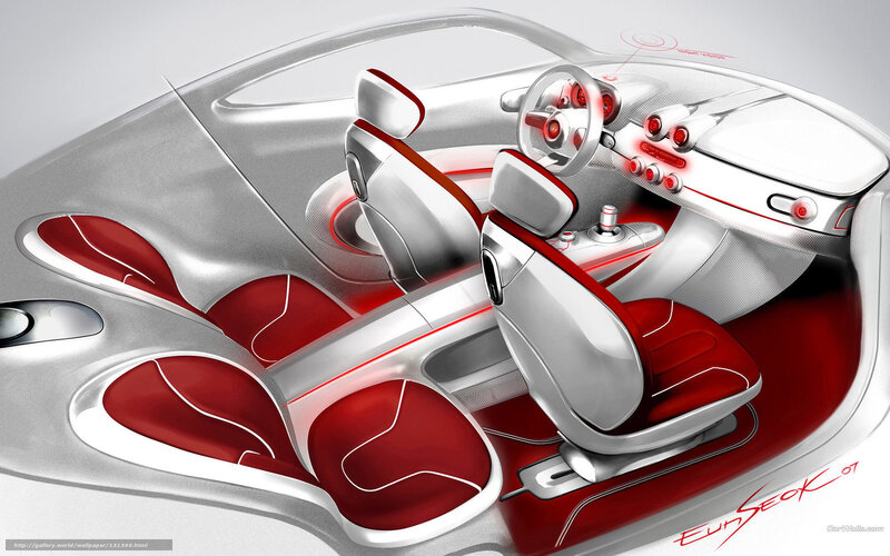 Futuristic Car Interior — Red, Digital Art