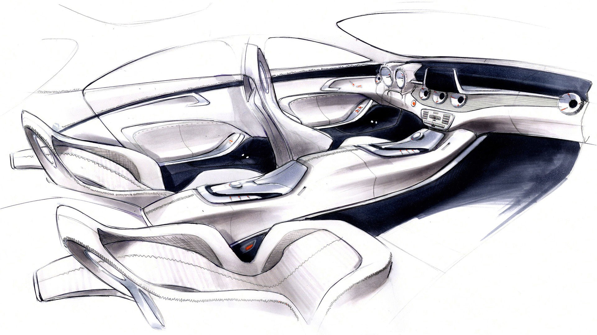 futuristic car interior sketch