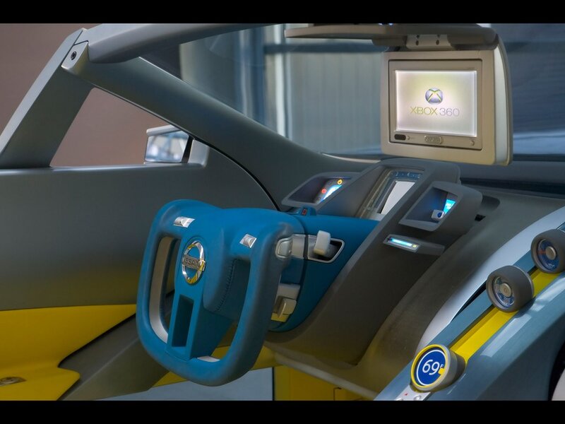 futuristic car interior with xbox