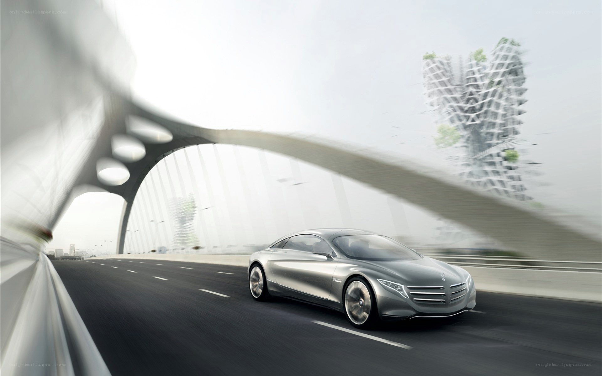 futuristic car on a bridge