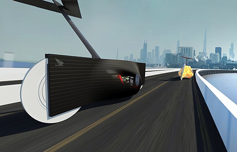 futuristic car on a bridge