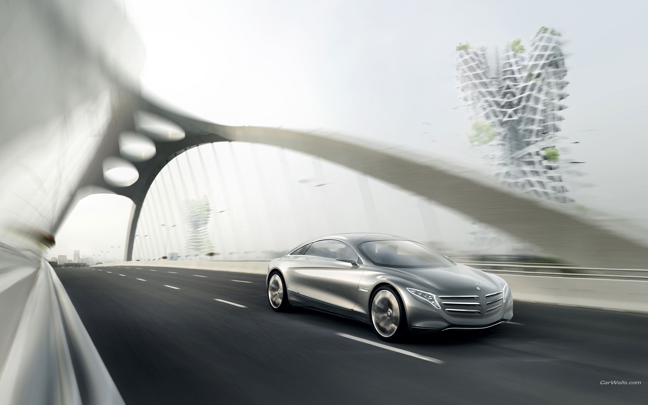 futuristic car on a bridge