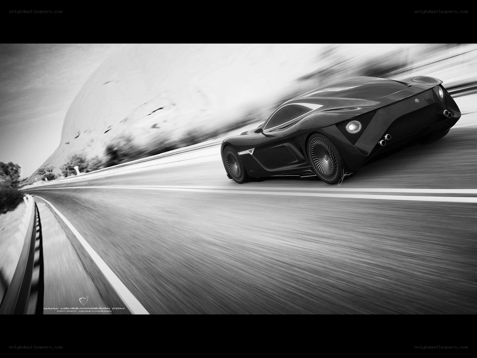 futuristic car on a road
