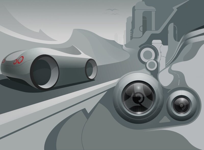 futuristic car on a road