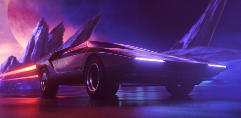Futuristic Car on Alien Planet — Purple