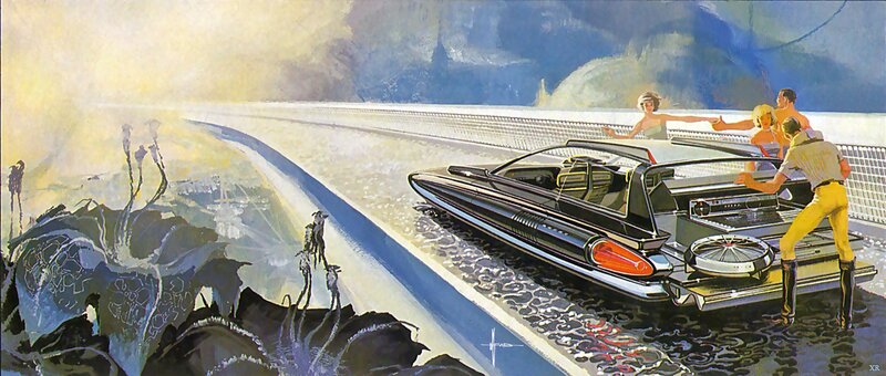 Futuristic Car on Bridge