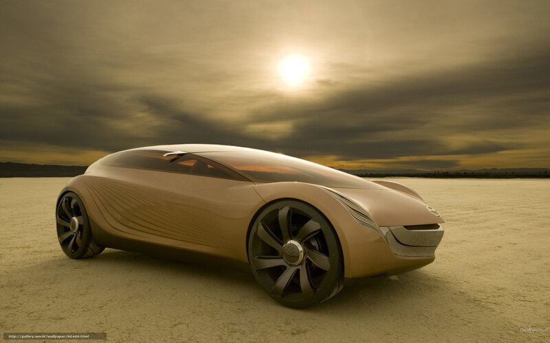 Futuristic car on desert plain