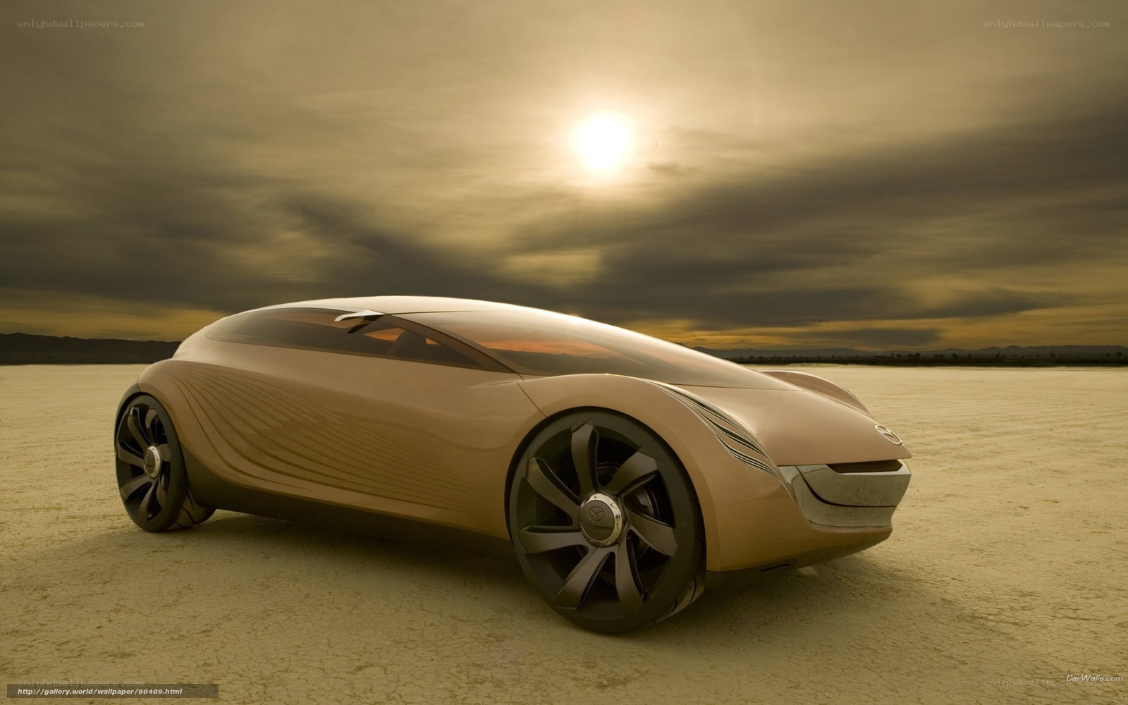 Futuristic car on desert plain