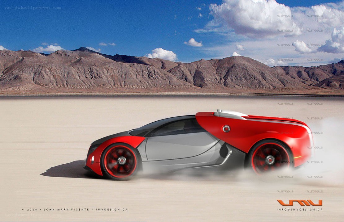 futuristic car on desert track