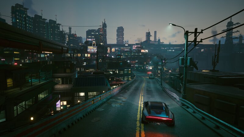 Futuristic Car on Highway — Blue