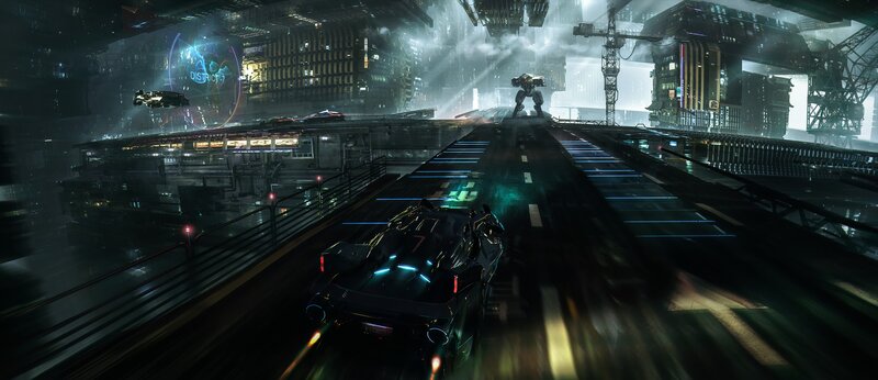 Futuristic Car on Highway