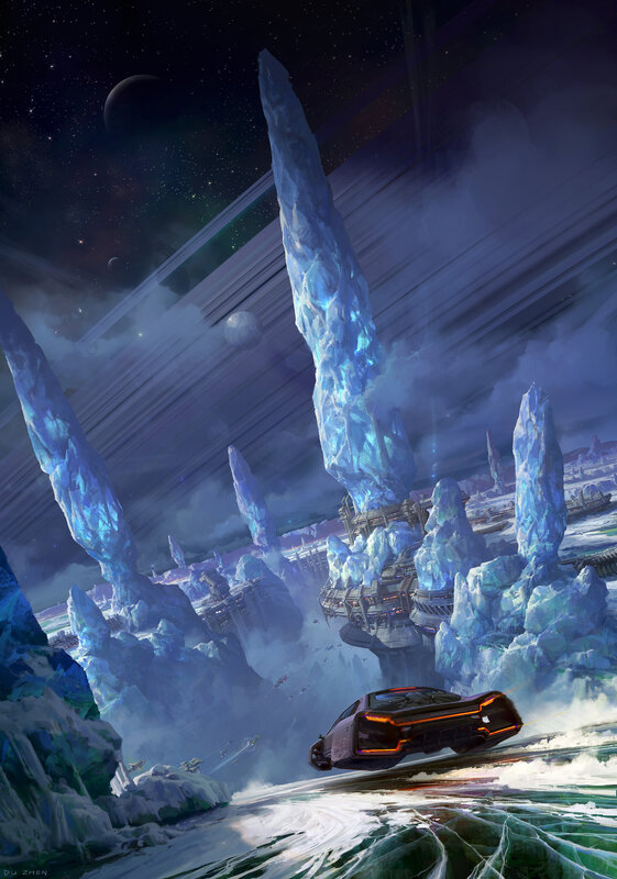 Futuristic Car on Ice — Blue