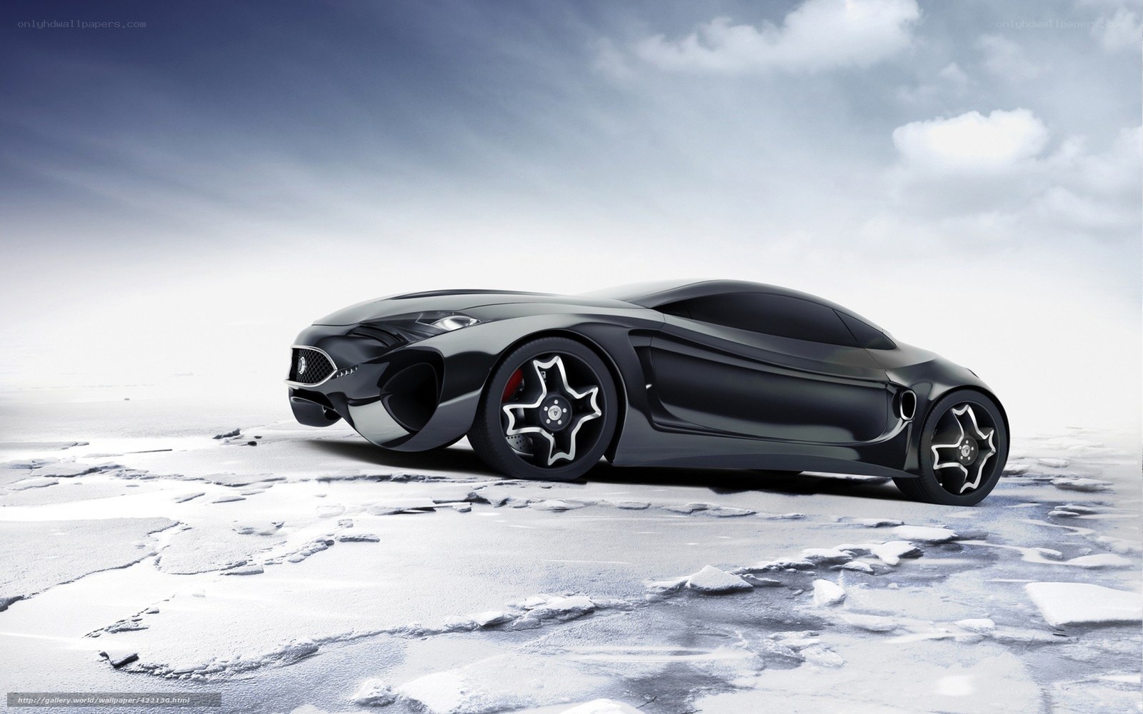 futuristic car on icy terrain