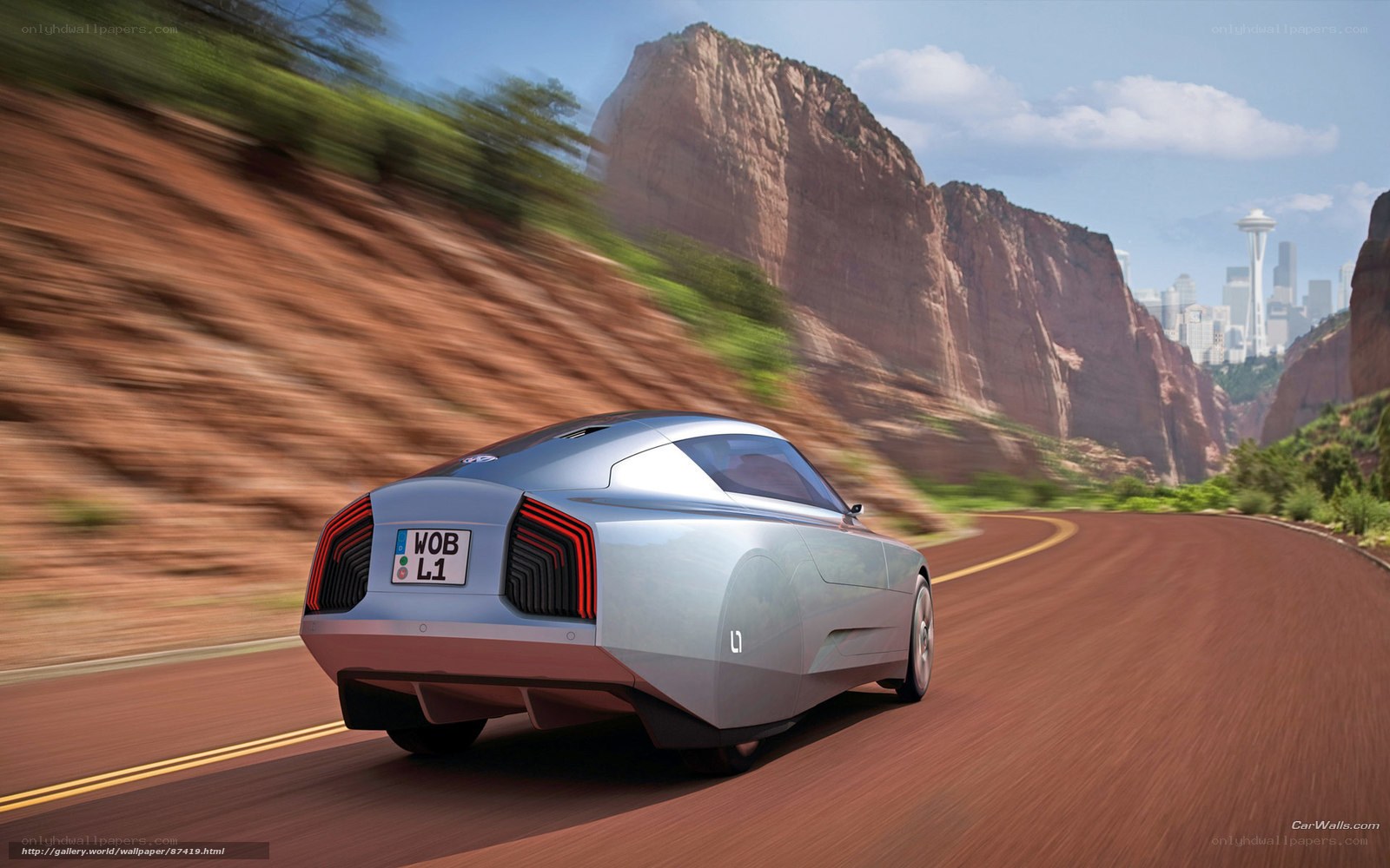 futuristic car on mountain road