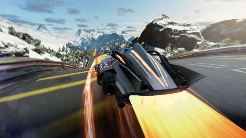 Futuristic Car on Road — Black, Dynamic