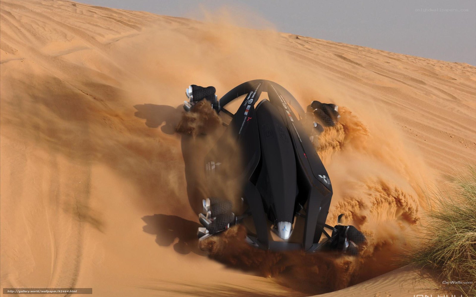 futuristic car on sand dune