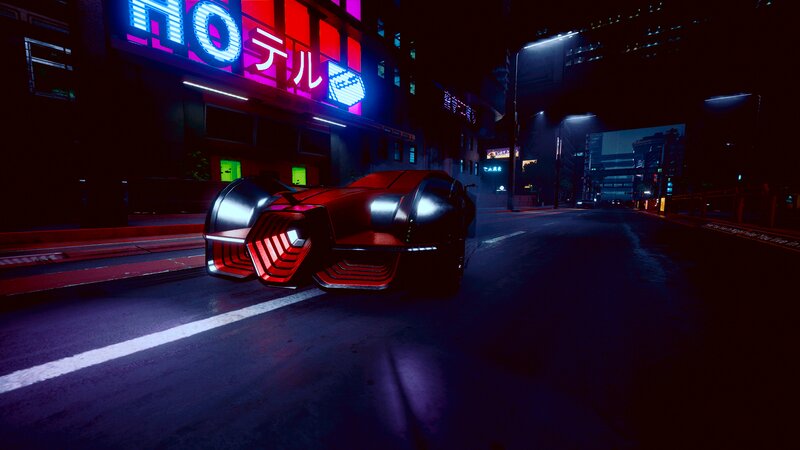 Futuristic Car on Street — Black