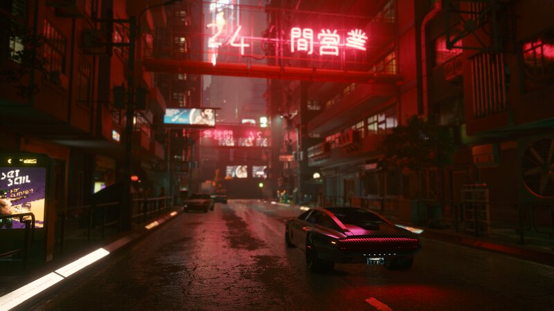 Futuristic Car on Street — Red