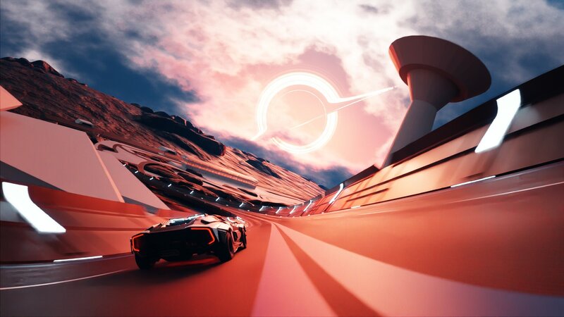 Futuristic Car on Track — Red