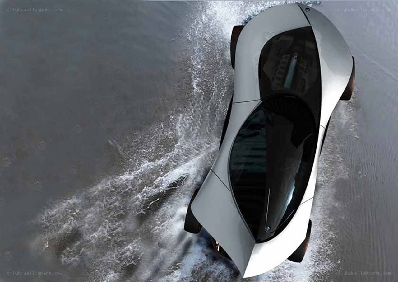 futuristic car on water