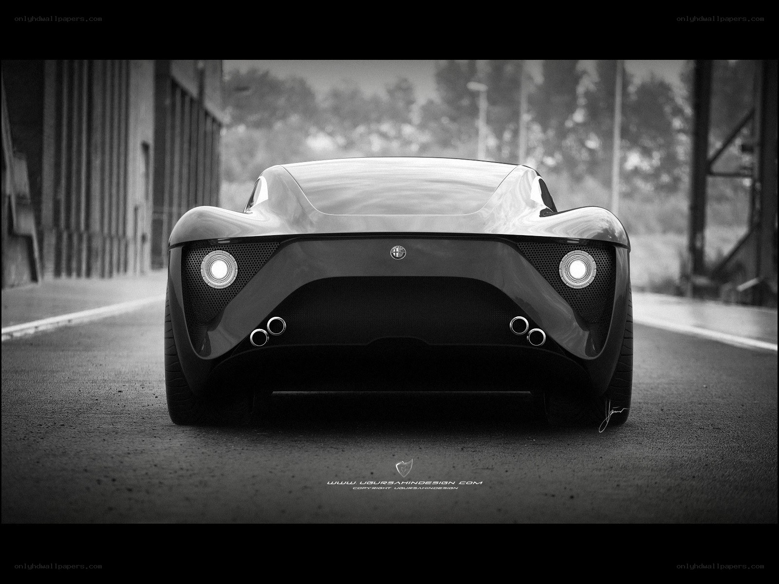 futuristic car rear view