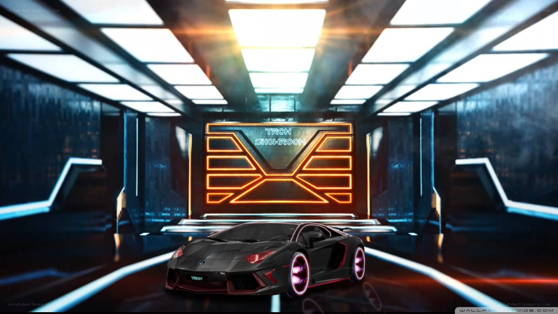 futuristic car showroom